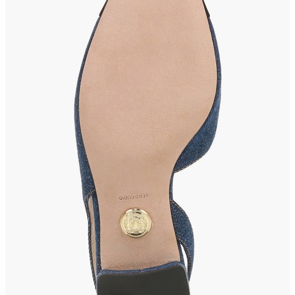 New Veronica Beard Denim Cecile Half d'Orsay Slingback Pump Low Heels - Picture 9 of 9